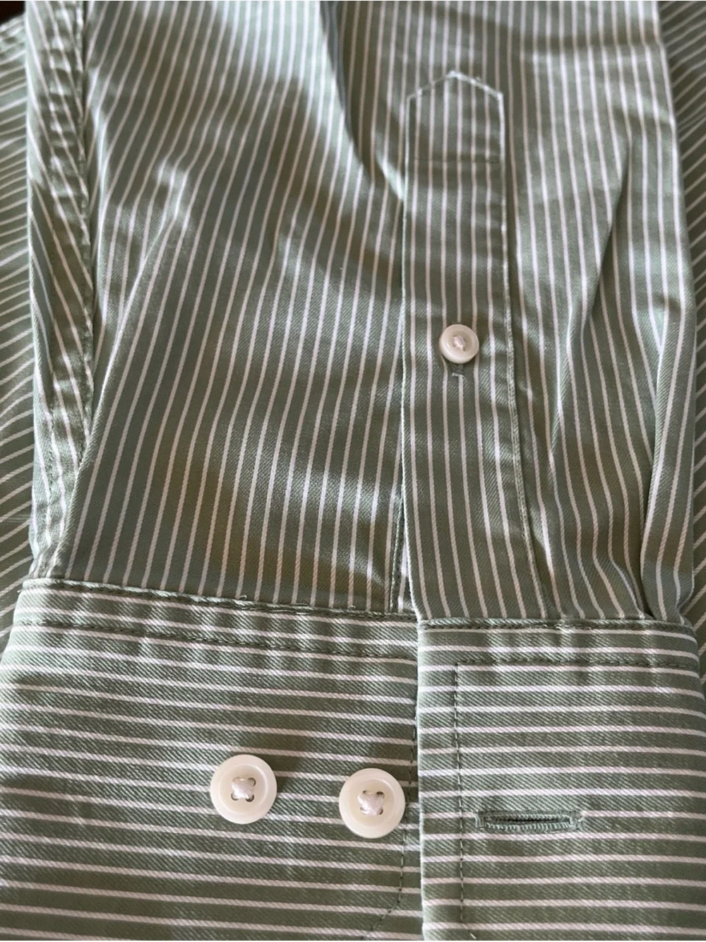Banana Republic Light Green Thin-Stripe Short-Sleeve Button-Down Shirt